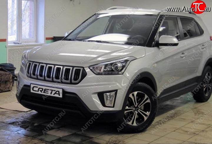 8 099 р. Решётка радиатора Next Hyundai Creta GS дорестайлинг (2015-2019) (цвет: Чёрный матовый с серебристым выделением ноздрей)  с доставкой в г. Пермь