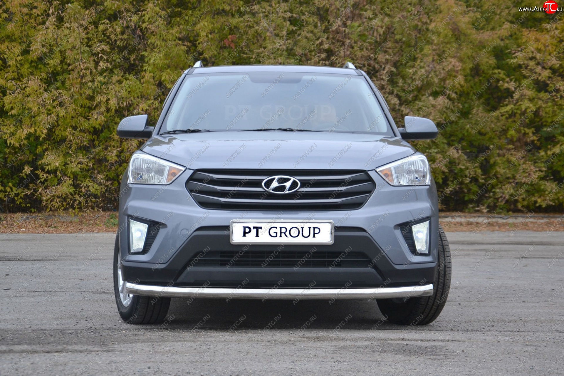 21 099 р. Защита переднего бампера одинарная из трубы d63 мм Petroil Tuning  Hyundai Creta  GS (2015-2021) дорестайлинг, рестайлинг (Нержавеющая полированная сталь)  с доставкой в г. Пермь
