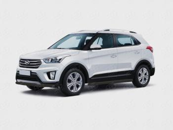 Защита переднего бампера (Ø57 мм) SLITKOFF Hyundai Creta GS дорестайлинг (2015-2019) (нержавейка с полимерным покрытием, черный)