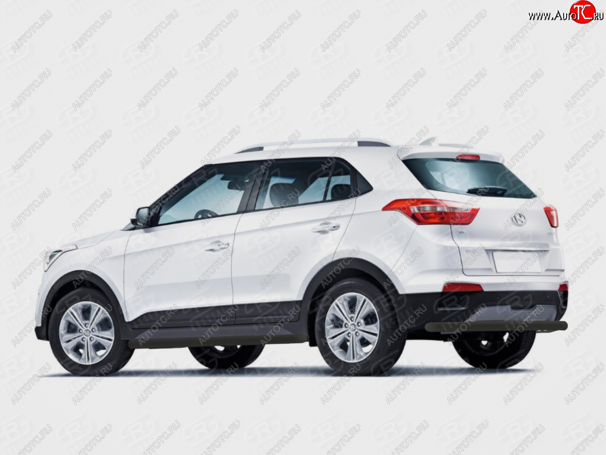 9 999 р. Защита заднего бампера (Ø63 мм, с полимерным покрытием) SLITKOFF Hyundai Creta GS дорестайлинг (2015-2019) (цвет: черный)  с доставкой в г. Пермь