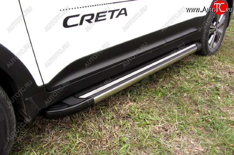 11 299 р. Пороги алюминиевые Luxe Black 1700 черные на  Hyundai Creta  GS (2015-2021) дорестайлинг, рестайлинг (Luxe Black)  с доставкой в г. Пермь