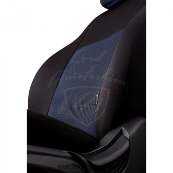 5 999 р. Чехлы для сидений Lord Autofashion Дублин (жаккард, спинка 60/40, 2 Г-образных подголовника) Hyundai Creta GS дорестайлинг (2015-2019) (Черный, вставка Ёж Синий)  с доставкой в г. Пермь. Увеличить фотографию 3