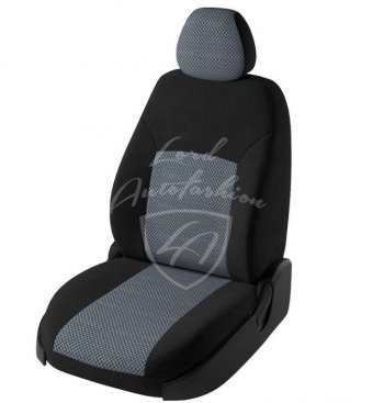 Чехлы для сидений Lord Autofashion Дублин (жаккард, спинка 60/40, 2 Г-образных подголовника) Hyundai Creta  GS (2015-2021) дорестайлинг, рестайлинг (Черный, вставка Стежок серый)