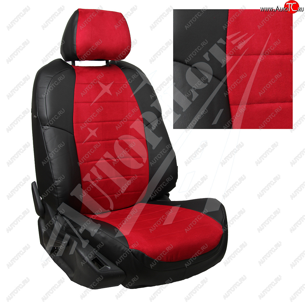 8 249 р. Чехлы сидений AUTOPILOT Алькантара (60/40) Hyundai Creta GS дорестайлинг (2015-2019) (Черный + Красный)  с доставкой в г. Пермь