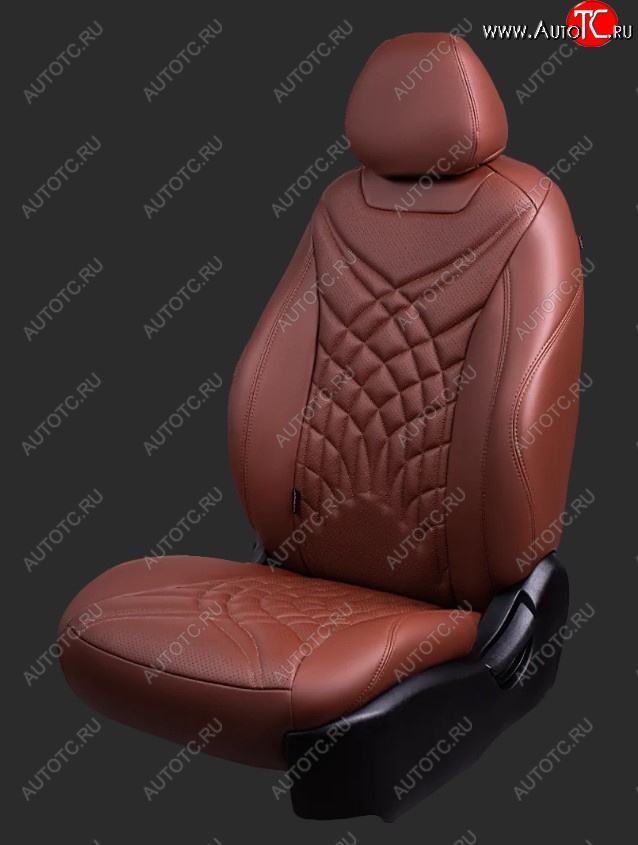 24 649 р. Чехлы для сидений Lord Autofashion Байрон ЖУК (экокожа, спинка 60/40 2 Г-образных подголовника)  Hyundai Creta  GS (2015-2021) дорестайлинг, рестайлинг (Коричневый, вставка коричневая)  с доставкой в г. Пермь