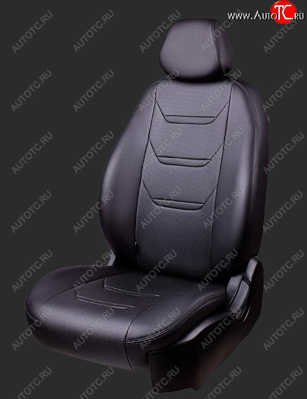 11 899 р. Чехлы для сидений Lord Autofashion Турин 2 (экокожа, спинка 60/40, 2 Г-образных подголовника)  Hyundai Creta  GS (2015-2021) дорестайлинг, рестайлинг (Черный, вставка черная/черная, строчка черная)  с доставкой в г. Пермь