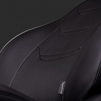11 899 р. Чехлы для сидений Lord Autofashion Турин 2 (экокожа, спинка 60/40, 2 Г-образных подголовника)  Hyundai Creta  GS (2015-2021) дорестайлинг, рестайлинг (Черный, вставка черная/черная, строчка черная)  с доставкой в г. Пермь. Увеличить фотографию 2