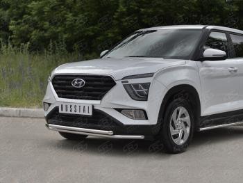 14 999 р. Защита переднего бампера (2 трубы Ø42 мм, нержавейка) SLITKOFF  Hyundai Creta  SU (2020-2022)  с доставкой в г. Пермь. Увеличить фотографию 2