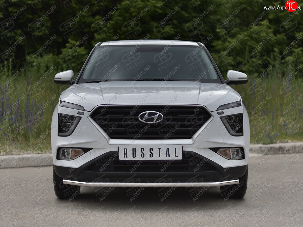 13 399 р. Защита переднего бампера (Ø42 мм, нержавейка) SLITKOFF Hyundai Creta SU (2020-2022)  с доставкой в г. Пермь