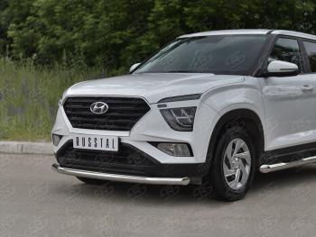 14 549 р. Защита переднего бампера (Ø63 мм, нержавейка) SLITKOFF  Hyundai Creta  SU (2020-2022)  с доставкой в г. Пермь. Увеличить фотографию 2