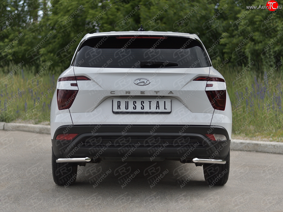 11 749 р. Защита заднего бампера (Ø42 мм, уголки, нержавейка) SLITKOFF  Hyundai Creta  SU (2020-2022)  с доставкой в г. Пермь