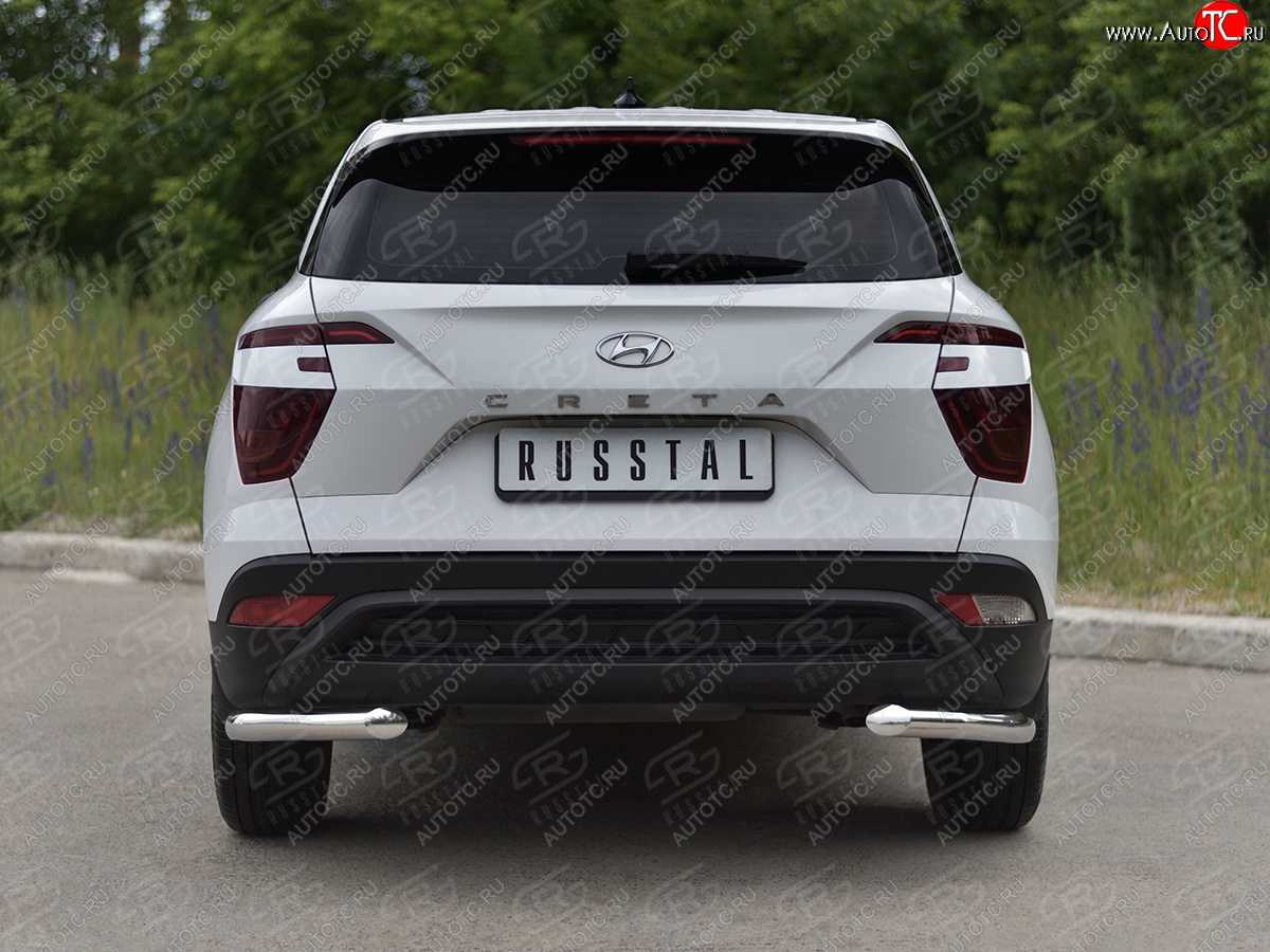 13 399 р. Защита заднего бампера (Ø63 мм уголки, нержавейка) SLITKOFF  Hyundai Creta  SU (2020-2022)  с доставкой в г. Пермь
