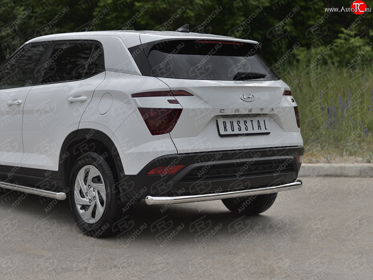 14 549 р. Защита заднего бампера (Ø63 мм, нержавейка) SLITKOFF  Hyundai Creta  SU (2020-2022)  с доставкой в г. Пермь