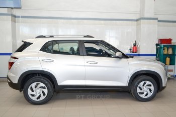 7 969 р. Рейлинги Petroil Tuning  Hyundai Creta  SU (2020-2022) (Серебристый муар)  с доставкой в г. Пермь. Увеличить фотографию 4
