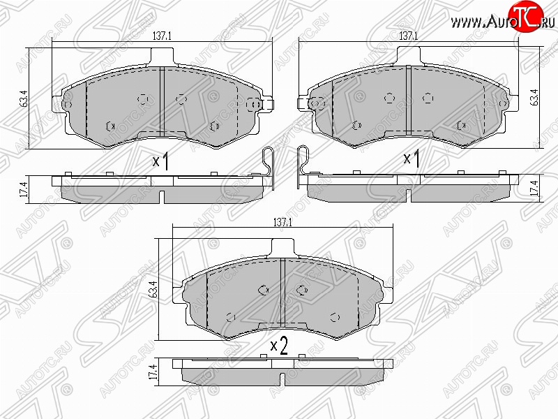 959 р. Колодки тормозные SAT (передние) Hyundai Elantra XD седан дорестайлинг (2000-2003)  с доставкой в г. Пермь