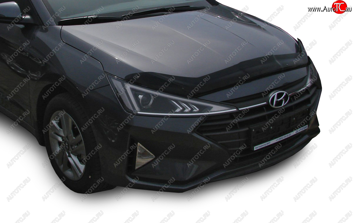 3 299 р. Дефлектор капота SIM  Hyundai Elantra  AD (2018-2020) рестайлинг  с доставкой в г. Пермь