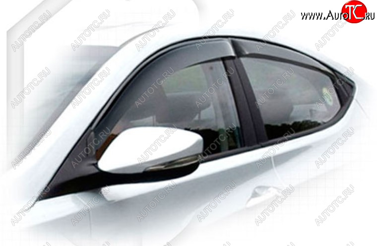 2 079 р. Дефлектора окон CA-Plastic  Hyundai Elantra  MD (2013-2016) рестайлинг (Classic полупрозрачный, Без хром молдинга, Крепление только на скотч)  с доставкой в г. Пермь