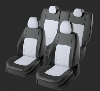 Чехлы для сидений Lord Autofashion Турин (экокожа, спинка 40/60+отд. бок, 2 Г-образных подголовника) Hyundai Elantra HD (2006-2011) (Черный, вставка белая)