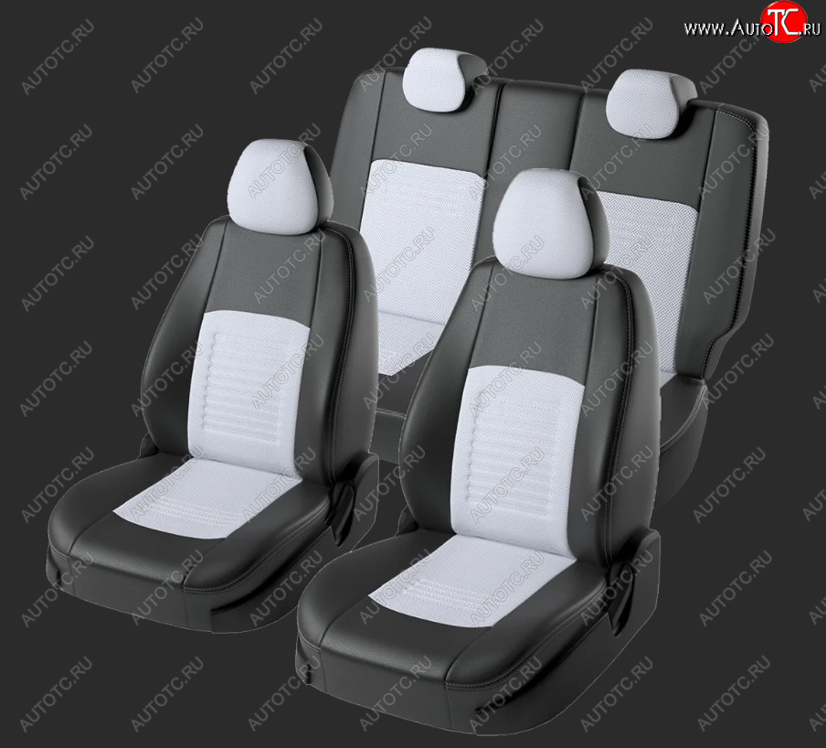 9 449 р. Чехлы для сидений Lord Autofashion Турин (экокожа, спинка 40/60+отд. бок, 2 Г-образных подголовника) Hyundai Elantra HD (2006-2011) (Черный, вставка белая)  с доставкой в г. Пермь