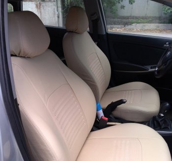 9 449 р. Чехлы для сидений Lord Autofashion Турин (экокожа) Hyundai Elantra MD дорестайлинг (2010-2013) (Бежевый, вставка Бежевая)  с доставкой в г. Пермь. Увеличить фотографию 3