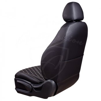 19 649 р. Чехлы для сидений Lord Autofashion Байрон (экокожа) Hyundai Elantra MD дорестайлинг (2010-2013) (Черный, вставка черная, строчка бежевая)  с доставкой в г. Пермь. Увеличить фотографию 4