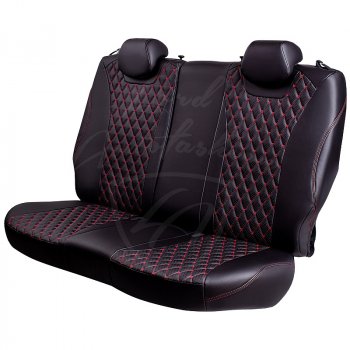 19 649 р. Чехлы для сидений Lord Autofashion Байрон (экокожа) Hyundai Elantra MD дорестайлинг (2010-2013) (Черный, вставка черная, строчка красная)  с доставкой в г. Пермь. Увеличить фотографию 5