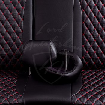 19 649 р. Чехлы для сидений Lord Autofashion Байрон (экокожа) Hyundai Elantra MD дорестайлинг (2010-2013) (Черный, вставка черная, строчка красная)  с доставкой в г. Пермь. Увеличить фотографию 6