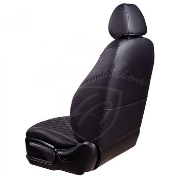 19 649 р. Чехлы для сидений Lord Autofashion Байрон (экокожа, раздельная спинка, с подлокотником, 2 П + 1 Г-образные подголовники) Hyundai Elantra MD дорестайлинг (2010-2013) (Черный, вставка черная, строчка черная)  с доставкой в г. Пермь. Увеличить фотографию 4