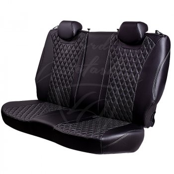 19 649 р. Чехлы для сидений Lord Autofashion Байрон (экокожа, раздельная спинка, с подлокотником, 2 П + 1 Г-образные подголовники) Hyundai Elantra MD дорестайлинг (2010-2013) (Черный, вставка черная, строчка черная)  с доставкой в г. Пермь. Увеличить фотографию 5
