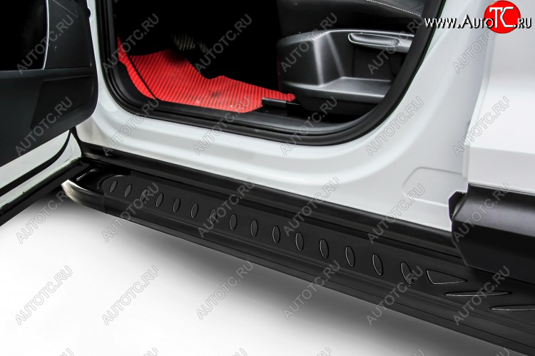 17 399 р. Пороги алюминиевые Slitkoff Hyundai Santa Fe DM рестайлинг (2015-2019) (Elite Black)  с доставкой в г. Пермь