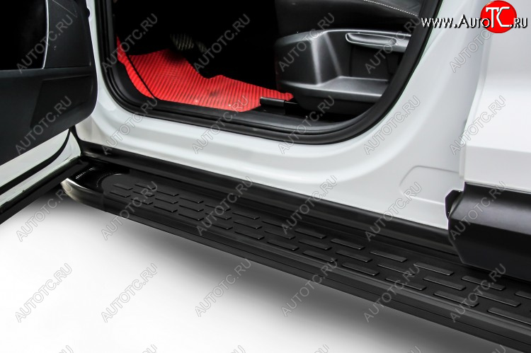 17 399 р. Пороги алюминиевые Slitkoff Hyundai Santa Fe DM рестайлинг (2015-2019) (Premium Black)  с доставкой в г. Пермь
