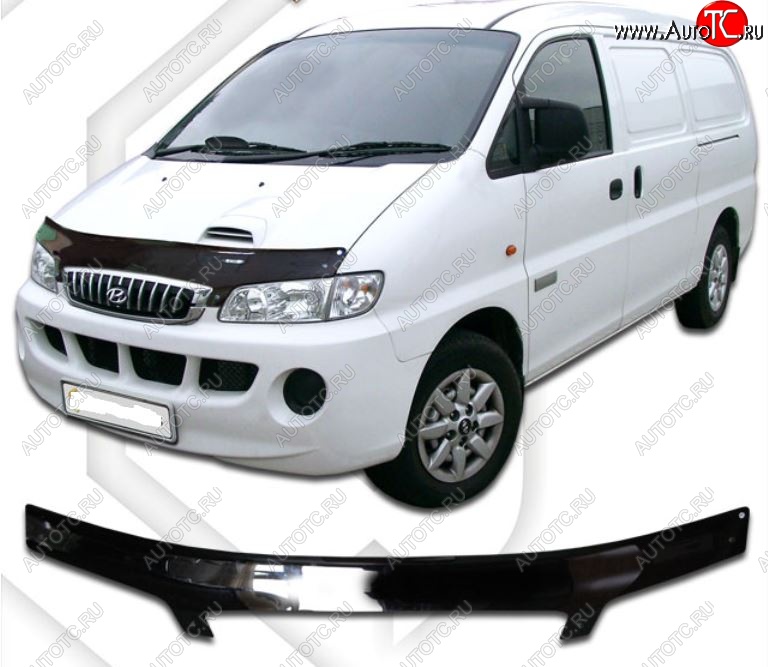 2 199 р. Дефлектор капота CA-Plastic Hyundai Starex/H1 A1 дорестайлинг (1997-2004) (Classic черный, Без надписи)  с доставкой в г. Пермь