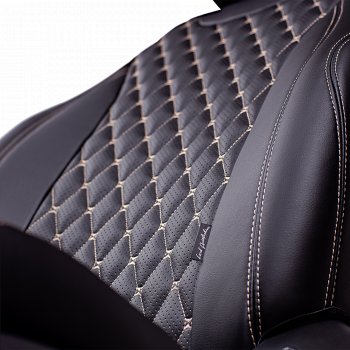 10 899 р. Чехлы для сидений Lord Autofashion Байрон (экокожа, сиденья и спинка 60/40, 3 Г-образных подголовника) Hyundai I30 2 GD дорестайлинг универсал (2011-2015) (Черный, вставка черная, строчка бежевая)  с доставкой в г. Пермь. Увеличить фотографию 2