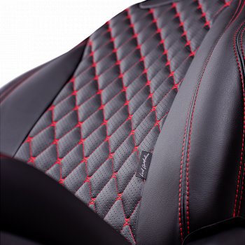 14 999 р. Чехлы для сидений Lord Autofashion Байрон (экокожа, сиденья и спинка 60/40, 3 Г-образных подголовника)  Hyundai I30  2 GD (2011-2017) дорестайлинг универсал, дорестайлинг, хэтчбэк 5 дв., рестайлинг универсал, рестайлинг, хэтчбэк 5 дв. (Черный, вставка черная, строчка красная)  с доставкой в г. Пермь. Увеличить фотографию 3