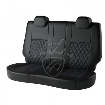 9 449 р. Чехлы для сидений Lord Autofashion Турин Ромб (экокожа) Hyundai I40 1 VF дорестайлинг седан (2011-2015) (Черный, вставка черная, строчка синяя)  с доставкой в г. Пермь. Увеличить фотографию 2