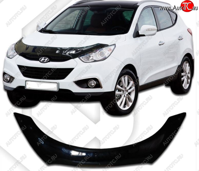3 699 р. Дефлектор капота CA-Plastiс Exclusive Hyundai IX35 LM дорестайлинг (2009-2013) (серия Classic черный, Без надписи)  с доставкой в г. Пермь