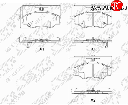 1 339 р. Комплект передних тормозных колодок SAT Hyundai Porter AU,KR (1996-2011)  с доставкой в г. Пермь