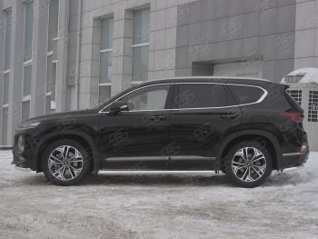 21 599 р. Пороги из трубы d63 SLITKOFF  Hyundai Santa Fe  TM (2018-2022) дорестайлинг, рестайлинг (Вариант 1 (со скосами на торцах))  с доставкой в г. Пермь. Увеличить фотографию 2