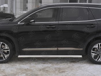 21 599 р. Пороги из трубы d63 SLITKOFF  Hyundai Santa Fe  TM (2018-2022) дорестайлинг, рестайлинг (Вариант 1 (со скосами на торцах))  с доставкой в г. Пермь. Увеличить фотографию 3