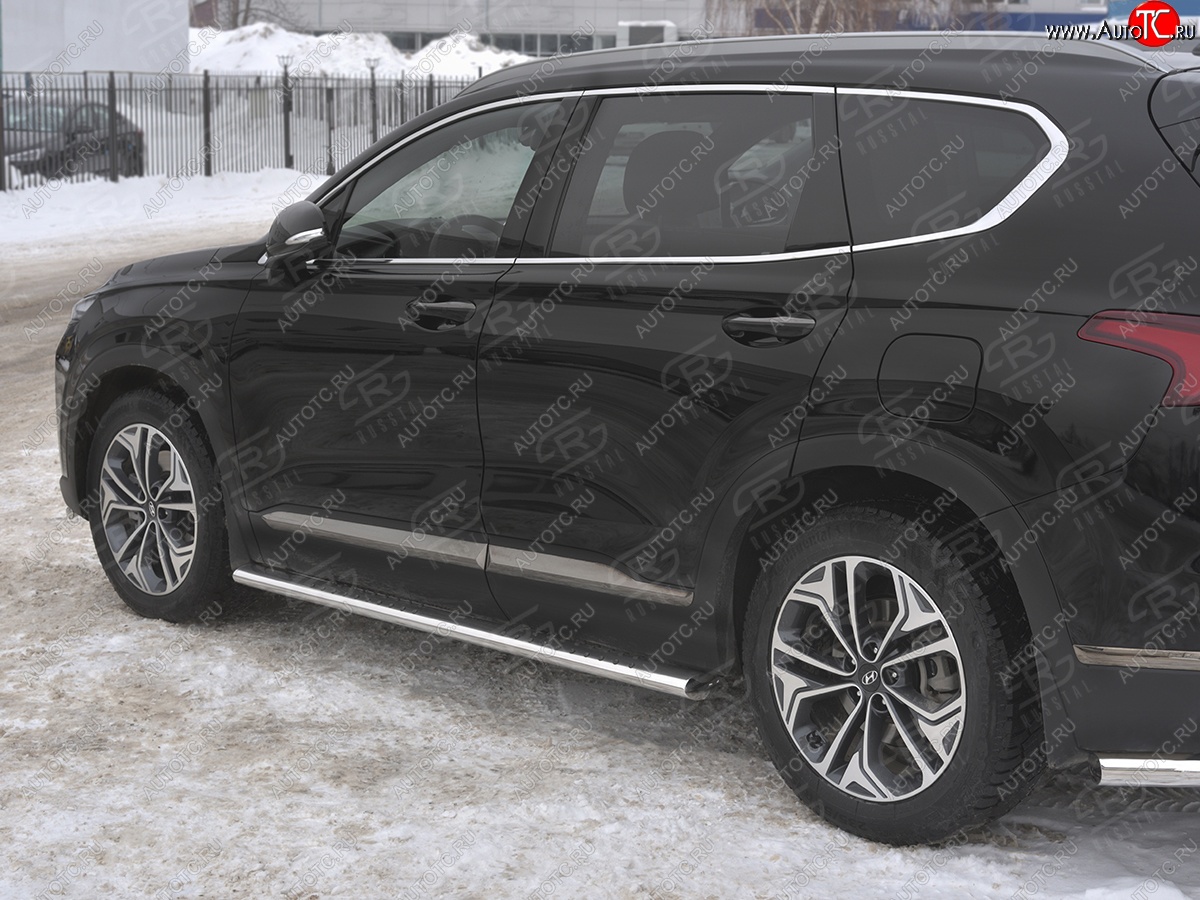 19 399 р. Пороги из трубы 120х60 овал с проступью Russtal Hyundai Santa Fe TM дорестайлинг (2018-2021)  с доставкой в г. Пермь