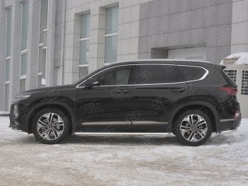 19 399 р. Пороги из трубы 120х60 овал с проступью Russtal Hyundai Santa Fe TM дорестайлинг (2018-2021)  с доставкой в г. Пермь. Увеличить фотографию 2