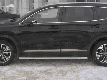 19 399 р. Пороги из трубы 120х60 овал с проступью Russtal Hyundai Santa Fe TM дорестайлинг (2018-2021)  с доставкой в г. Пермь. Увеличить фотографию 3