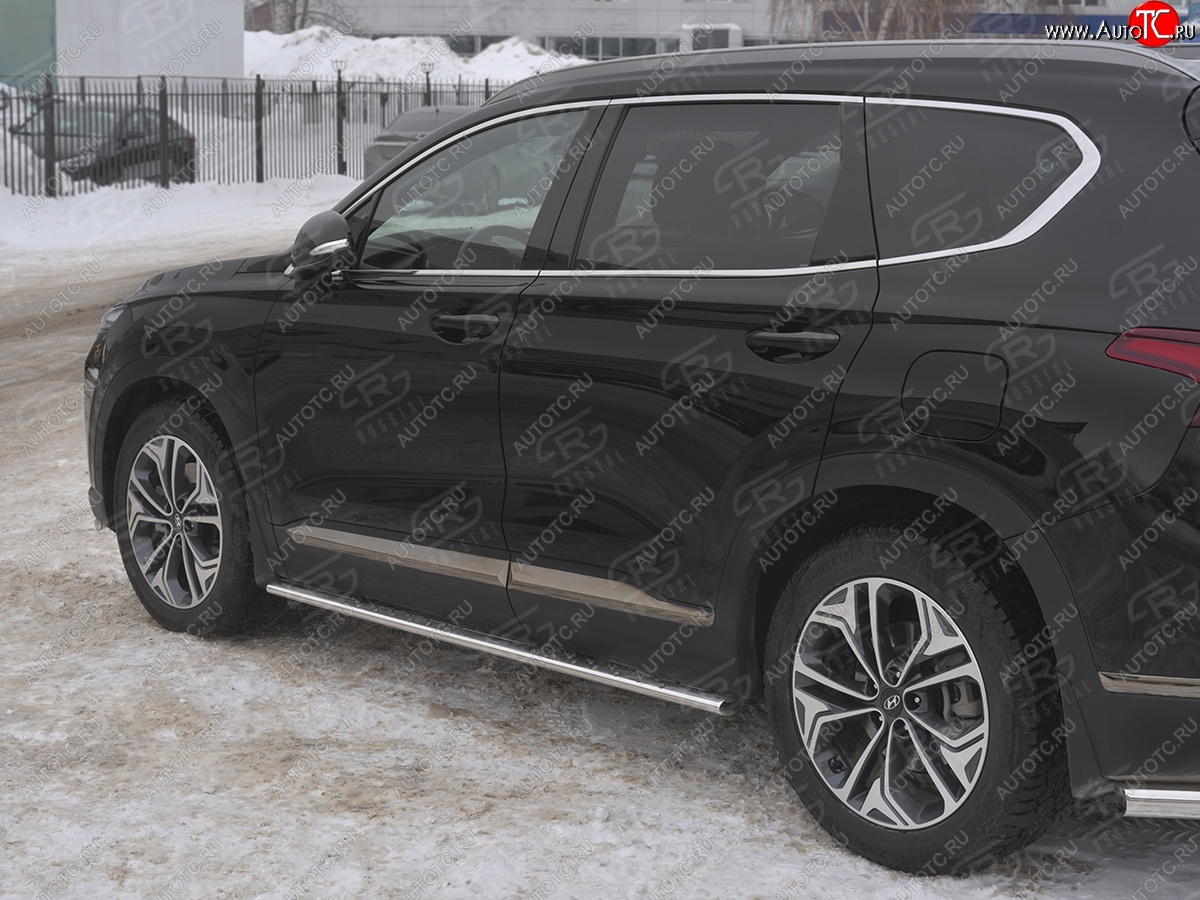 16 649 р. Пороги из труб 75х42 с проступью Russtal Hyundai Santa Fe TM дорестайлинг (2018-2021)  с доставкой в г. Пермь