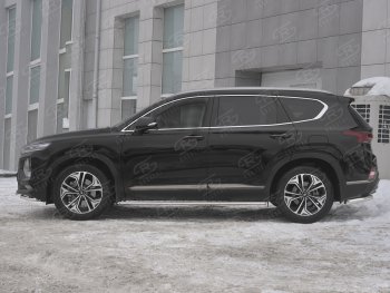 16 649 р. Пороги из труб 75х42 с проступью Russtal Hyundai Santa Fe TM дорестайлинг (2018-2021)  с доставкой в г. Пермь. Увеличить фотографию 2