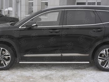 16 649 р. Пороги из труб 75х42 с проступью Russtal Hyundai Santa Fe TM дорестайлинг (2018-2021)  с доставкой в г. Пермь. Увеличить фотографию 3