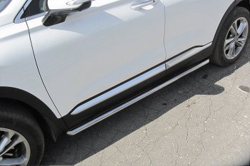Защита порогов Slitkoff (d57 мм) Hyundai Santa Fe  TM (2018-2022) дорестайлинг, рестайлинг