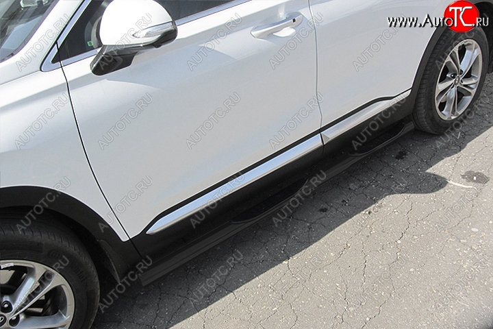 13 549 р. Защита порогов Slitkoff (d76 мм, с проступями)  Hyundai Santa Fe  TM (2018-2022) дорестайлинг, рестайлинг (Сталь с полимерным покрытием. Цвет: чёрный)  с доставкой в г. Пермь