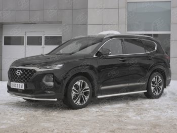 15 499 р. Защита переднего бампера (Ø42 мм, нержавейка) SLITKOFF Hyundai Santa Fe TM дорестайлинг (2018-2021)  с доставкой в г. Пермь. Увеличить фотографию 2