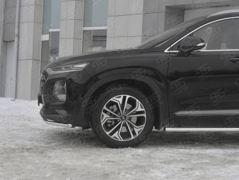 15 499 р. Защита переднего бампера (Ø42 мм, нержавейка) SLITKOFF Hyundai Santa Fe TM дорестайлинг (2018-2021)  с доставкой в г. Пермь. Увеличить фотографию 3