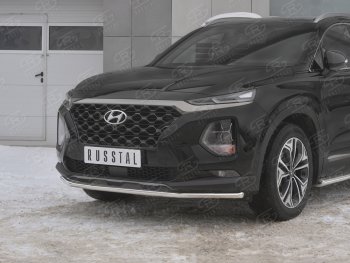 15 499 р. Защита переднего бампера (Ø42 мм, нержавейка) SLITKOFF Hyundai Santa Fe TM дорестайлинг (2018-2021)  с доставкой в г. Пермь. Увеличить фотографию 4